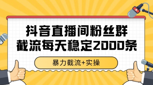 抖音直播间粉丝群暴力截流,一台电脑每天稳定2000条数据【揭秘】-风淘社