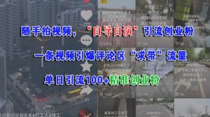 随手拍视频,自导自演引流创业粉, 一条视频引爆评论区“求带”流量,单日引流100+精准创业粉-风淘社