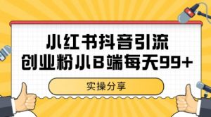 小红书抖音创业粉，小B端粉自热 日引99+的一个玩法【揭秘】-风淘社