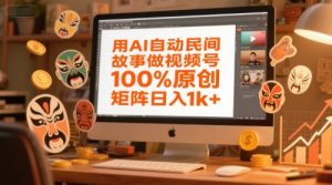 用AI自动民间故事做视频号,100%原创,矩阵日入1k+-风淘社