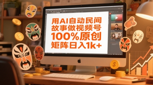 用AI自动民间故事做视频号,100%原创,矩阵日入1k+-风淘社