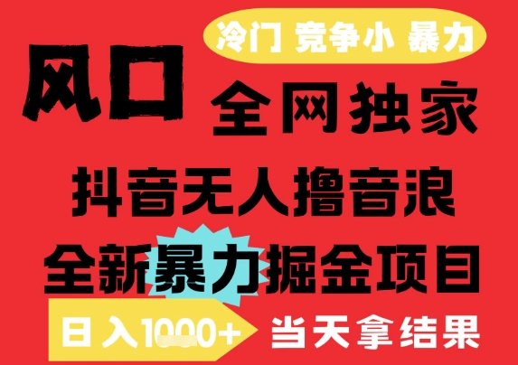 25年6月高爆抖音无人直播最新撸音浪掘金项目,解放双手小白可做,无脑日入1k+,门槛低【揭秘】-风淘社