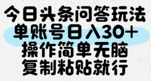 今日头条问答玩法,单账号日入30+,操作简单无脑复制粘贴就行-风淘社