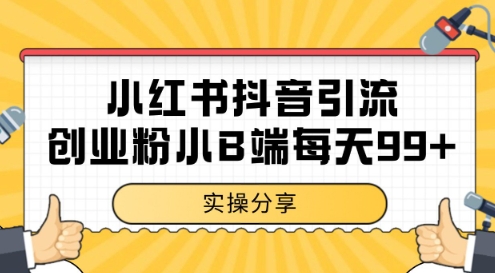 小红书抖音创业粉,小B端粉自热,日引99+的一个玩法【揭秘】-风淘社