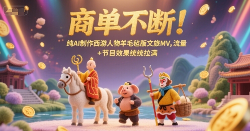 商单不断!纯AI制作西游人物羊毛毡版文旅MV,流量+节目效果统统拉满-风淘社