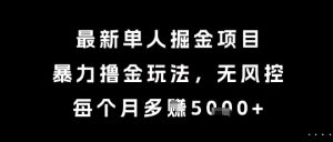 最新单人掘金项目，暴力撸金玩法，无风控，每个月多挣5k+【揭秘】-风淘社