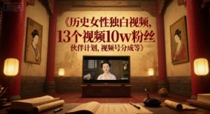 历史女性独白视频,13个视频10w粉丝,伙伴计划,视频号分成等-风淘社