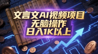 文言文AI视频项目,无脑操作,日入1K以上-风淘社