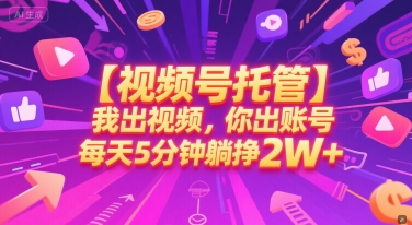 【视频号托管 】我出视频,你出账号,每天5分钟发布,最高躺挣2W+【揭秘】-风淘社