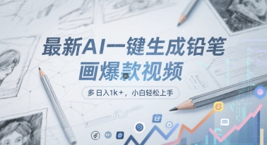 最新AI一键生成铅笔画爆款视频,多平台分发,日 入1k+,小白轻松上手【揭秘】-风淘社