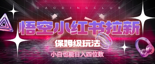 悟空小红书拉新,保姆级玩法,小白也能日入四位数-风淘社