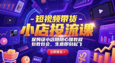 短视频带货-小店投流课,保姆级小店随心推教程,包教包会,生意即刻起飞-风淘社