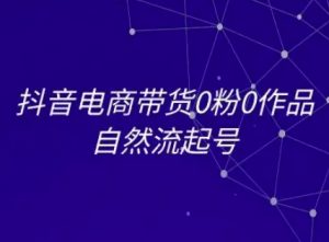 抖音电商带货0粉0作品自然流起号，抖音电商教程-风淘社