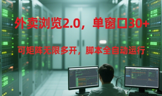 外卖浏览2.0,单窗口30+可矩阵无限多开,脚本全自动运行【揭秘】-风淘社