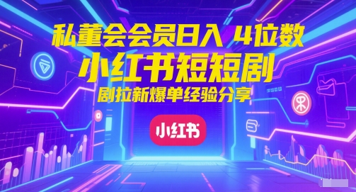 私董会会员日入4位数小红书红果短剧拉新爆单经验分享-风淘社