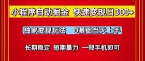 小程序自动掘金,快速变现日3张,独家变现玩法,0基础当天上手,长期稳定,一部手机即可【揭秘】-风淘社