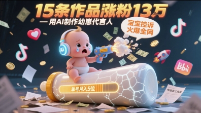 用AI制作幼崽代言人,宝宝的控诉火爆全网,15条作品涨粉13W,单号月入5位数实操教程-风淘社