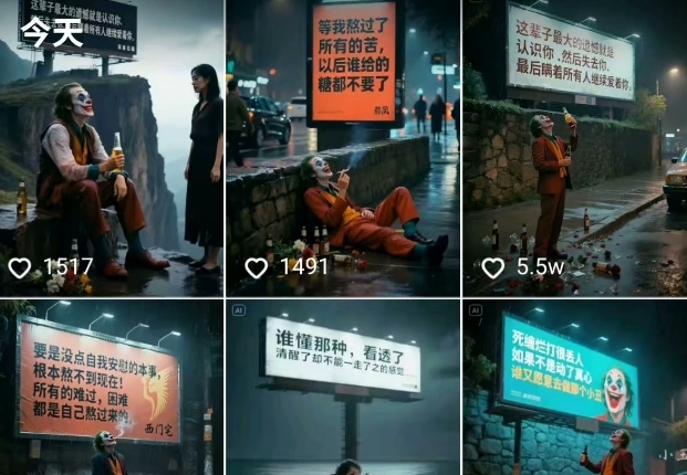一条视频竟然15W赞!用AI制作小丑自嘲扎心文案视频,当下非常火爆的短视频流量神器-风淘社