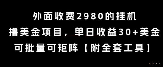 外面收费2980的挂G撸美金项目，单日收益30+美金，可批量可矩阵【揭秘】-风淘社