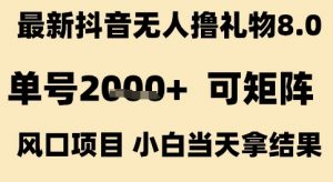 最新抖音无人撸礼物8.0，单号2k+，可矩阵风口项目，小白当天拿结果【揭秘】-风淘社