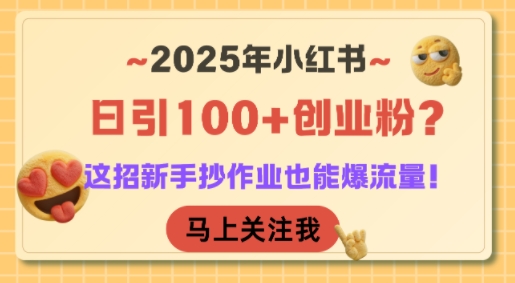 2025年小红书日引100+创业粉?这招新手抄作业也能爆流量!-风淘社