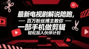 最新电视剧解说陪跑，百万粉丝博主教你一部手机做剪辑，轻松加入伙伴计划-风淘社
