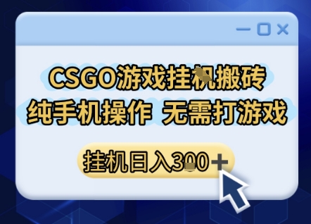 CSGO游戏挂G搬砖,小白纯手机即可操作,不用电脑打游戏,日入3张+,副业网创项目【揭秘】-风淘社