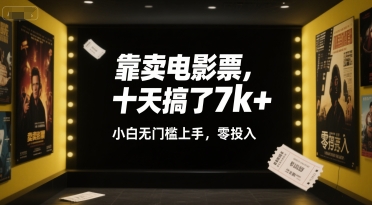 靠卖电影票,十天搞了7k+,小白无门槛上手,零投入【揭秘】-风淘社