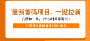 最新首码项目,操作最简单,收益高,一键拉新,1个小时单号可50+,小项目认真做每天5张+收益【揭秘】-风淘社