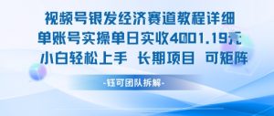 视频号银发经济赛道单账号实操单日实收1k+，小白轻松上手长期项目-风淘社