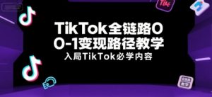 TikTok全链路0-1变现路径教学,入局TikTok必学内容-风淘社