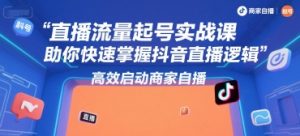直播流量起号实战课,助你快速掌握抖音直播逻辑,高效启动商家自播-风淘社