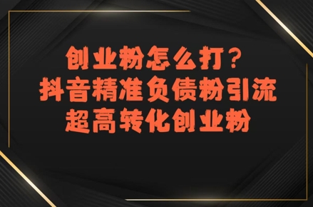 创业粉怎么打?抖音精准负债粉引流,超高转化创业粉-风淘社