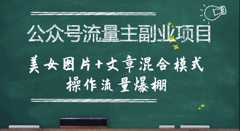公众号流量主副业项目,美女图片+文章混合模式操作流量爆棚-风淘社