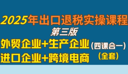 2025年出口退税实操课程,外贸企业+生产企业+进口企业+跨境电商-风淘社
