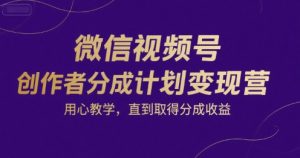 微信视频号创作者分成计划变现营，用心教学，直到取得分成收益-风淘社