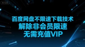 百度网盘不限速下载技术，解除非会员限速，无需充值VIP-风淘社