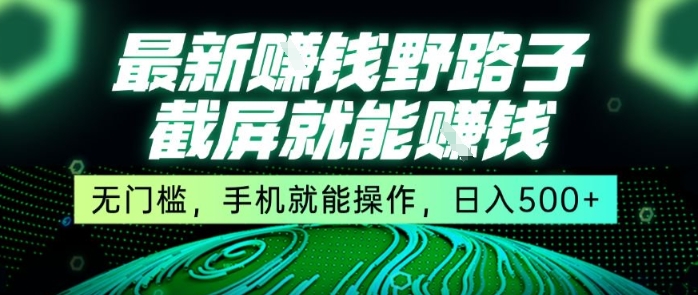 最新野路子截屏就能挣钱，无门槛，手机就能操作，日入5张【揭秘】-风淘社
