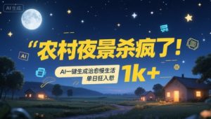 农村夜景杀疯了!AI一键生成治愈系慢生活,单日狂入1k+-风淘社