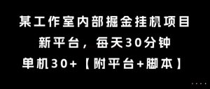 某工作室内部掘金挂G项目，新平台，每天30分钟，单机30+【揭秘】-风淘社