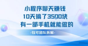 小程序聊天挣钱10天搞了3.5k，有一部手机就能做的-风淘社