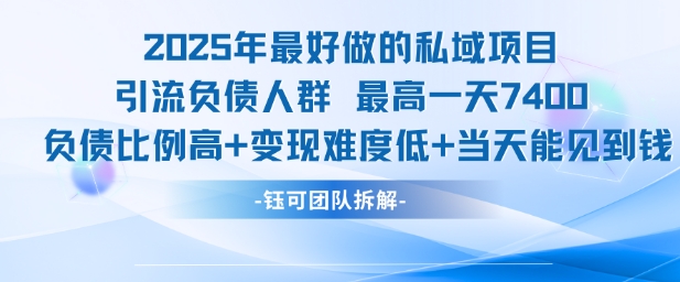 2025年最好做的私域项目,引流负债人群,最高一天变现7.4k,人群占比高,变现难度低,当天就能见到钱-风淘社