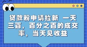 贷款粉申请拉新,一天三张,百分之百的成交率,当天见收益【揭秘】-风淘社