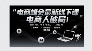 电商峰会最新线下课,电商人破局,如何用AI降本增效,AI应用-全域推广-直播运营-付费流量-风淘社