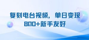 复刻电台视频，单日变现8张+新手友好，长期可做-风淘社