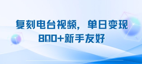 复刻电台视频，单日变现8张+新手友好，长期可做-风淘社