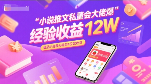 小说推文私董会大佬爆单经验分享收益12W,番茄小说每天稳定4位数收益-风淘社