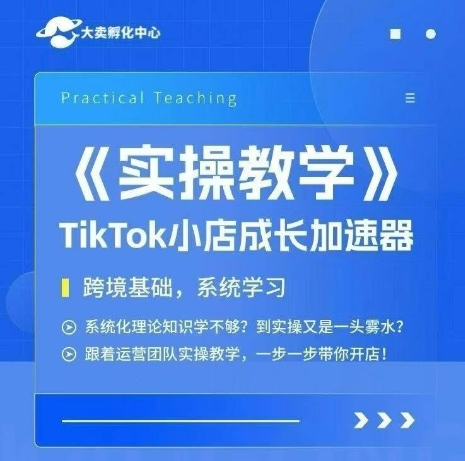 大卖家孵化中心TikTok实操课,TikTok小店成长加速器,跨境基础系统学习,一步一步带你开店-风淘社