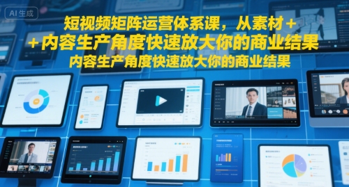 短视频矩阵运营体系课,从素材+内容生产角度快速放大你的商业结果-风淘社