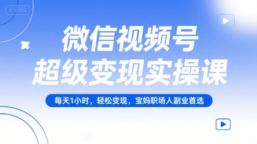 微信视频号超级变现实操课,每天1小时,轻松变现,宝妈职场人副业首选-风淘社